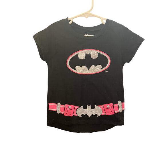 DC Justice League Batman Girls 6/6X Glitter Tee - Picture 1 of 5